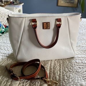 Dooney and Bourke white satchel with red interior